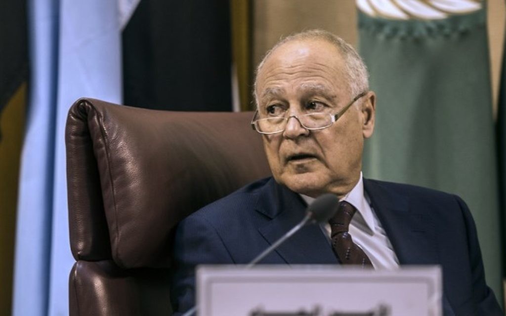 Secretary-General of the Arab League Ahmed Aboul Gheit attends the Arab Foreign Minister's meeting in Cairo on July 27, 2017. (AFP Photo/Khaled Desouki)