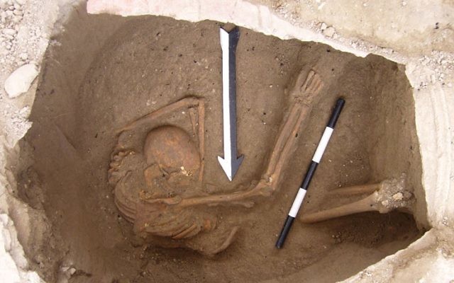 Illustrative: Burial of individual analyzed in the Canaanite study, from about 1600 BC. (Dr. Claude Doumet-Serhal/Wellcome Trust Sanger Institute)