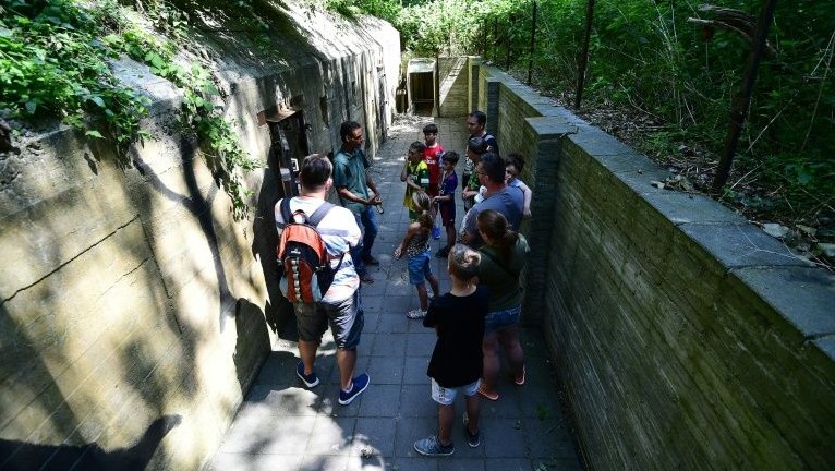 Visitors walks through the Nazi bunkers built during World War II in the Netherlands. (Emmanuel Durrand/AFP)
