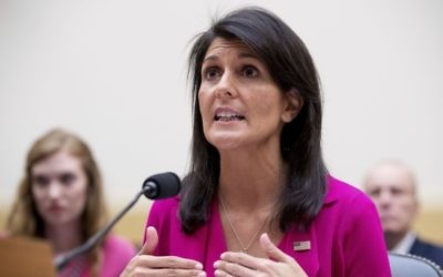US Ambassador to the UN Nikki Haley testifies on Capitol Hill in Washington, Wednesday, June 28, 2017, before the House Foreign Affairs Committee hearing: 'Advancing US Interests at the United Nations'. (AP Photo/Andrew Harnik)