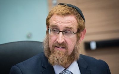 Likud MK Yehuda Glick speaks during a Status of Women and Gender Equality Committee meeting in the Knesset, May 29, 2017. (Yonatan Sindel/Flash90) 