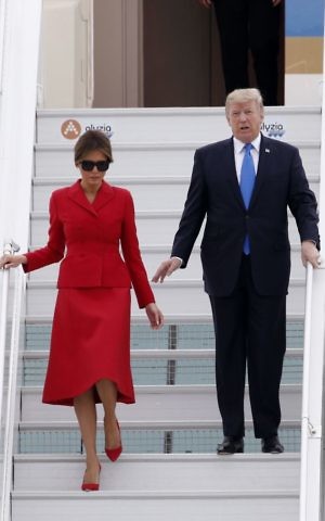 US President Donald Trump and First Lady Melania arrive at Orly airport, south of Paris, Thursday July 13, 2017. (AP Photo/Thibault Camus)
