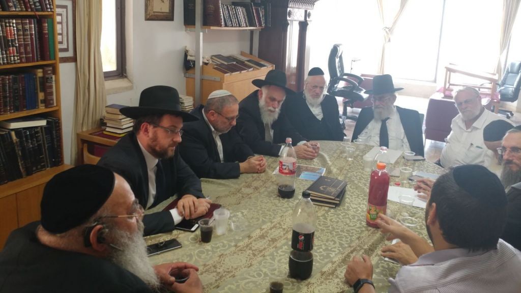 ZAKA's council of rabbis discusses requirements for removing bodies from the Temple Mount on July 30, 2017 in Jerusalem. (courtesy ZAKA)