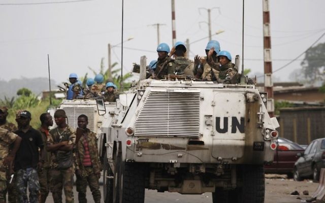 United Nations soldiers on the outskirts of Abidjan, Ivory Coast, April 9, 2011 (AP Photo/Rebecca Blackwell, File)