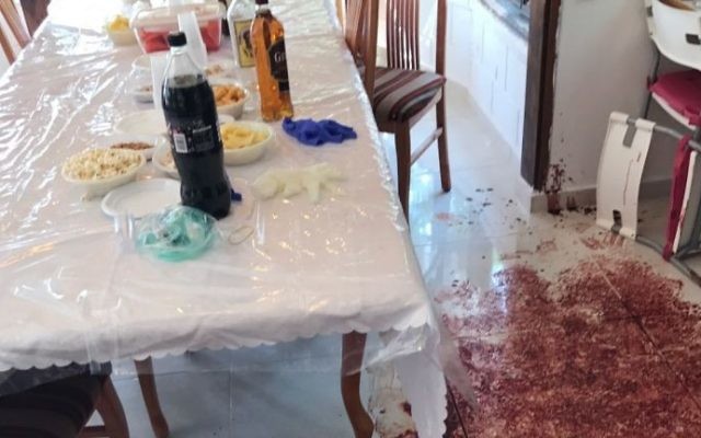 A photo released by the Israeli military shows the scene of the July 21, 2017 terror attack in a family home in the settlement of Halamish (IDF Spokesperson)