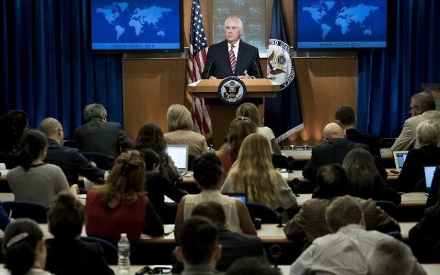 US Secretary of State Rex Tillerson during a briefing at the Department of State, August 22, 2017 in Washington, DC. (AFP Pgoto/Brendan Smialowski)