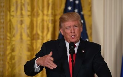 US President Donald Trump answers a question during a joint press conference with Finnish President Sauli Niinistö holds on August 28, 2017, at the White House in Washington, DC. AFP / JIM WATSON)