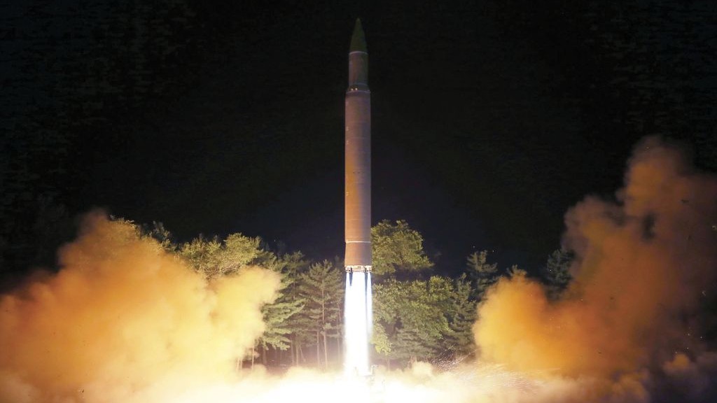 Photo shows what was said to be the launch of a Hwasong-14 intercontinental ballistic missile at an undisclosed location in North Korea, July 28, 2017. (Korean Central News Agency/Korea News Service via AP, File)