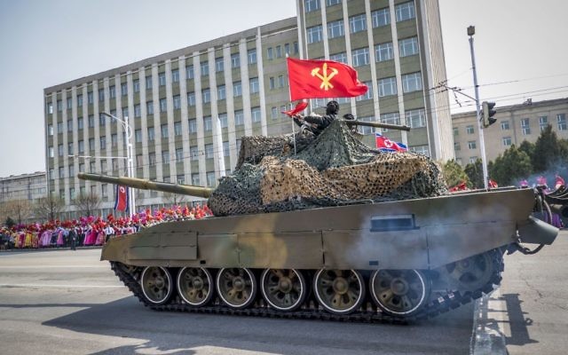 The North Korean Military Parade Pyongyang on April 15, 2017. (Moshe Shai/Flash90)