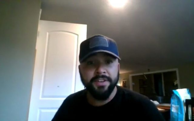 Joey Gibson, organizer of cancelled Patriot Prayer far-right rally scheduled for San Fransisco, August 23, 2017. (Screen capture: Facebook video)