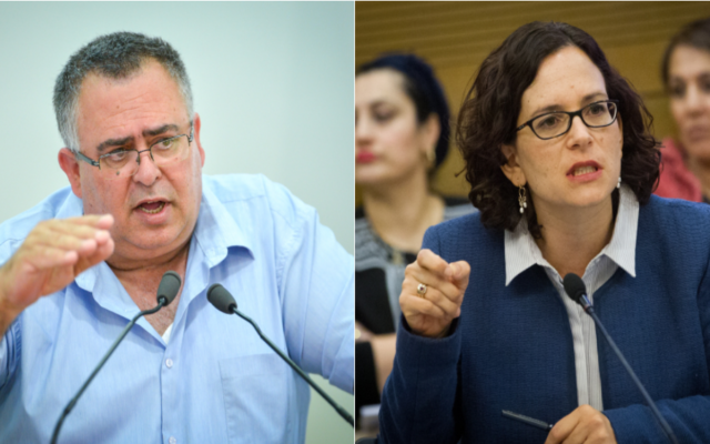 MK David Bitan (Likud) and MK Rachel Azaria (Kulanu) (Photo credits: Flash90 and Miriam Alster/Flash90)