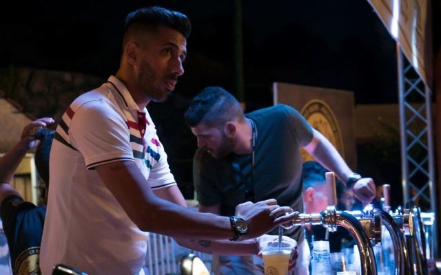 The bar at the Shepherds Beer Festival, August 20, 2017. (Luke Tress/Times of Israel)