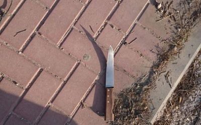 A knife used in an attempted stabbing attack at the Tapuah Junction in the West Bank on 19 August 2017 (Police Spokesperson)