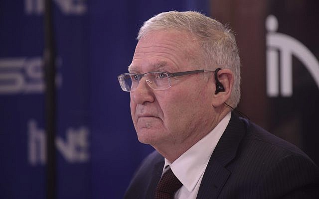 Institute for National Security Studies Chairman Amos Yadlin attends the Annual International Conference of the Institute for National Security Studies in Tel Aviv January 23, 2017. (Tomer Neuberg/FLASH90)