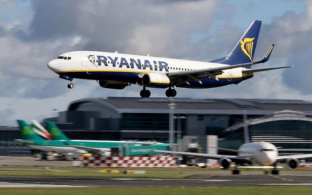 In this file photo taken on September 21, 2017, a Ryanair plane takes off from Dublin Airport. (AFP Photo/Paul Faith)