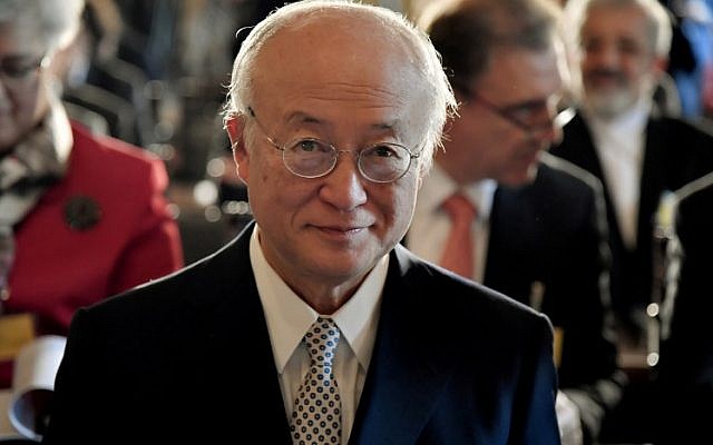 International Atomic Energy Agency (IAEA) director general Yukiya Amano delivers a speech during a meeting at Accademia dei Lincei in Rome on October 9, 2017. (AFP/ TIZIANA FABI)