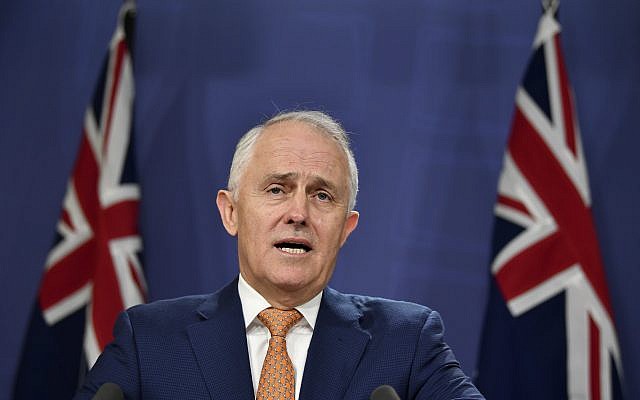 Australian Prime Minister Malcolm Turnbull speaks during a press conference in Sydney, October 28, 2017. (Joel Carrett/AAP Image via AP)