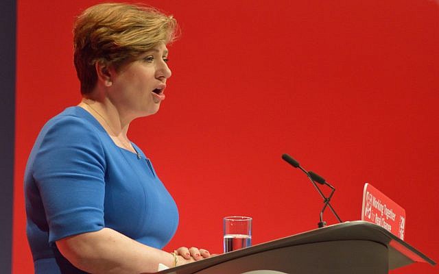 Shadow Secretary Emily Thornberry gives a speech at the 2016 Labour conference. (CC BY-SA 4.0, Rwendland, Wikipedia)
