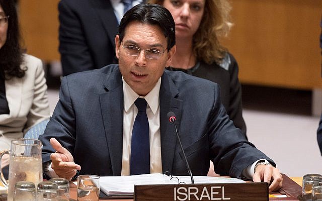 Danny Danon, Permanent Representative of Israel to the United Nations, addresses the UN Security Council meeting on October 18, 2017. (UN Photo/Rick Bajornas)