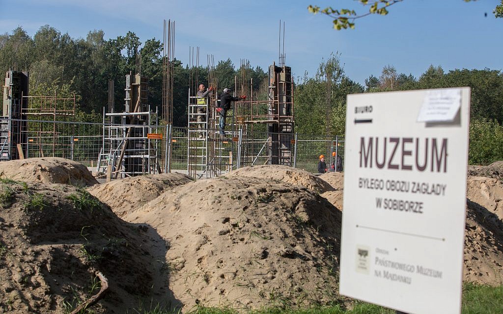 The former Nazi death camp Sobibor, in eastern Poland, where more than 200,000 Jews were murdered during the Holocaust. A long-anticipated museum and visitor center is under construction, September 30, 2017 (Elan Kawesch/The Times of Israel)