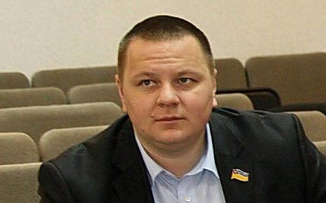 Volodymyr Bazelyuk, head of the Vinnitsa branch of the Ukrainian nationalist party Svoboda ('Freedom').  (Facebook)