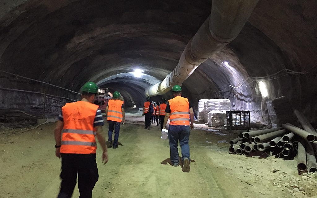 Tunnels beneath Shazar Boulevard, where traffic will run from the entrance to Jerusalem, October 27, 2017 (ToI staff)