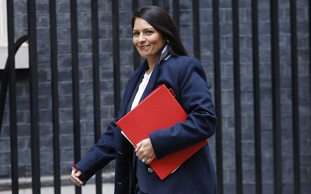 Britain’s International Development Secretary Priti Patel arrives at 10 Downing Street for the weekly meeting of the cabinet in central London on October 31, 2017. (AFP/Tolga Akmen)