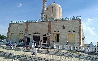 The Rawda mosque, roughly 40 kilometers west of el-Arish in Egypt's Sinai, after a gun and bombing terror attack, on November 24, 2017. (AFP/Stringer)