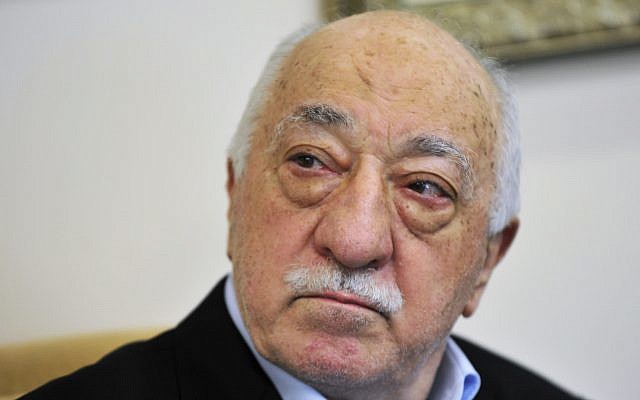 In this July 2016 photo, Islamic cleric Fethullah Gulen speaks to members of the media at his compound in Saylorsburg, Pennsylvania. (AP Photo/Chris Post)