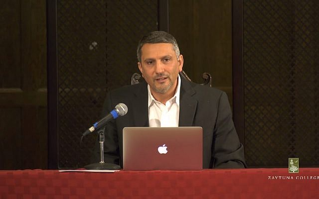 Screen capture from video of lecturer Hatem Bazian of the Asian American and Asian Diaspora Studies department at UC Berkeley. (YouTube)
