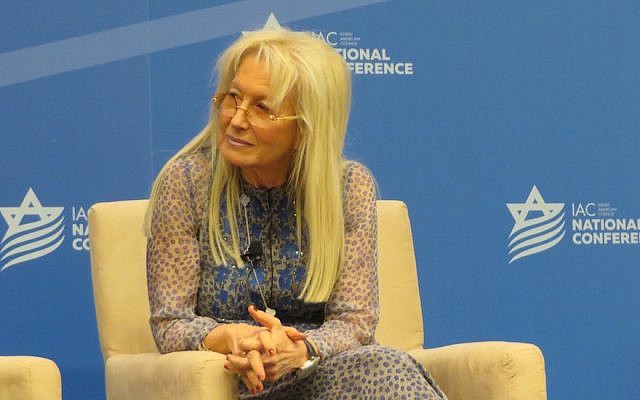 Dr. Miriam Adelson, a major funder of the Israeli American Council, on a panel at its annual Washington conference, Nov. 5, 2015. (Ron Kampeas/JTA)