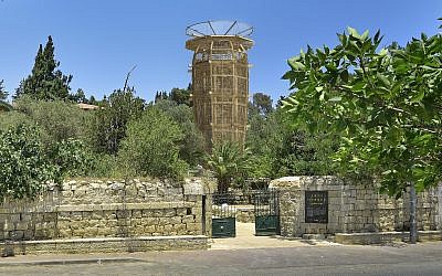 The sabra-shaped tower designed by Czech architect Martin Rajnis rises out of the lush gardens of Jerusalem's Hansen House (Courtesy Hansen House)