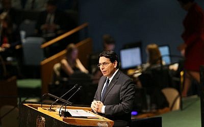 Danny Danon, Permanent Representative of Israel to the United Nations, speaks on the floor of the General Assembly on December 21, 2017 in New York City. (Spencer Platt/Getty Images/AFP)