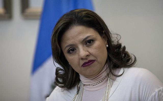 Guatemala's Foreign Minister Sandra Jovel listens questions during a news conference in Guatemala City, December 26, 2017. (AP Photo/Moises Castillo)