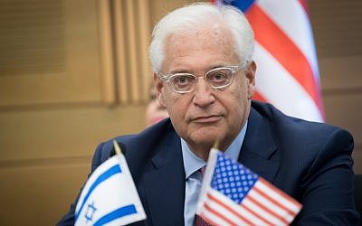 American Ambassador to Israel David Friedman attends a meeting of the lobby for Israel–United States relations at the Knesset, July 25, 2017. (Yonatan Sindel/Flash90)