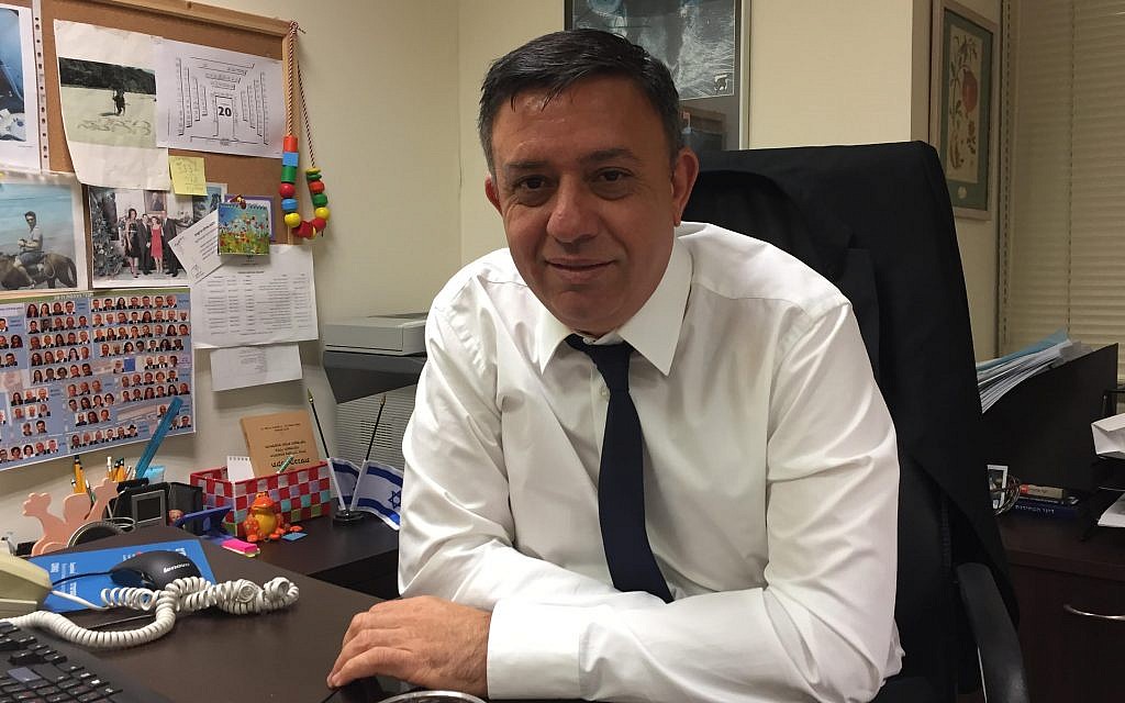 Labor Party chairman Avi Gabbay, in his Knesset office on December 25, 2017 (Times of Israel staff)