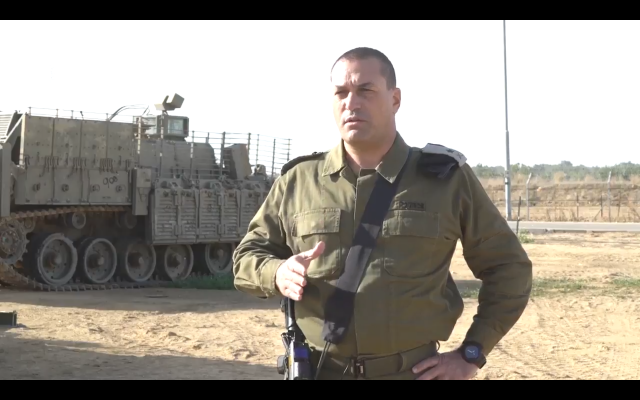 Maj. Gen. Eyal Zamir, head of the IDF Southern Command, delivers a warning message to the Hamas terrorist group on December 10, 2017. (Screen capture: Israel Defense Forces)