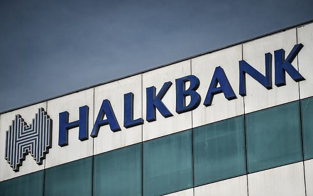 The logo of the Turkish Halkbank in Istanbul. (AFP/Ozan Kose)