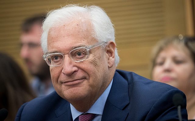 American Ambassador to Israel David Friedman attends the lobby for Israel-US relations at the Knesset on July 25, 2017. (Yonatan Sindel/Flash90)