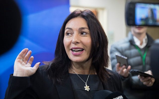 Culture Minister Miri Regev arrives at the weekly cabinet meeting at the Prime Minister's Office in Jerusalem, on December 31, 2017. (Hadas Parush/Flash90)