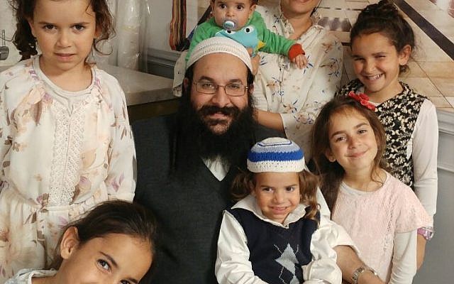 Rabbi Raziel Shevach (c) with his family, in an undated photo (Courtesy of the family)