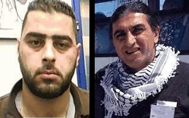 Muhammad Maharma, left, a Palestinian man accused of spying on behalf of Iran and planning to carry out terror attacks against Israel. And Backer Maharma, a Palestinian man living in South Africa, accused of connecting Muhammad to Iran. (Shin Bet)