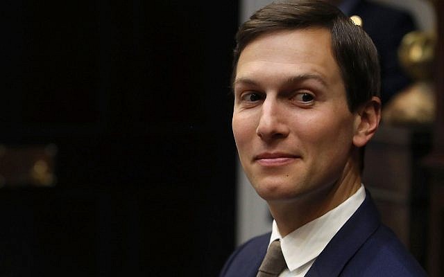 Jared Kushner at a White House meeting with US President Donald Trump, January 11, 2018. (Mark Wilson/Getty Images)