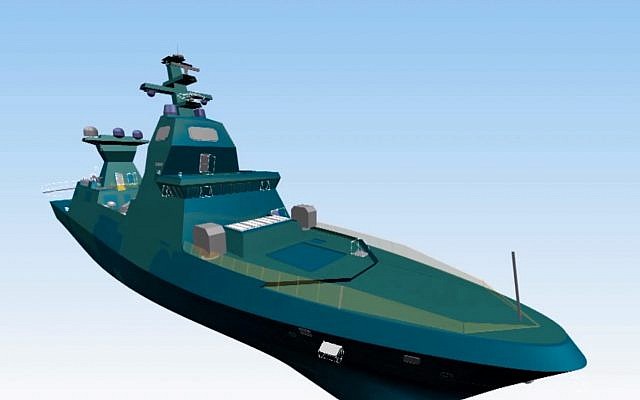 A computer graphic rendering of a Sa&apos;ar 6 corvette, which is currently being constructed for the Israeli Navy in Germany. (Israel Defense Forces)