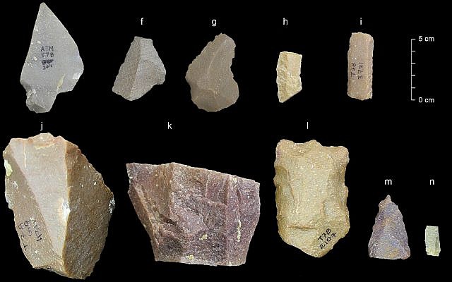 This image provided by the Sharma Center for Heritage Education, India in January 2018 shows a sample of artifacts from the Middle Palaeolithic era found at the Attirampakkam archaeological site in southern India (Kumar Akhilesh, Shanti Pappu/Sharma Center for Heritage Education, India via AP)