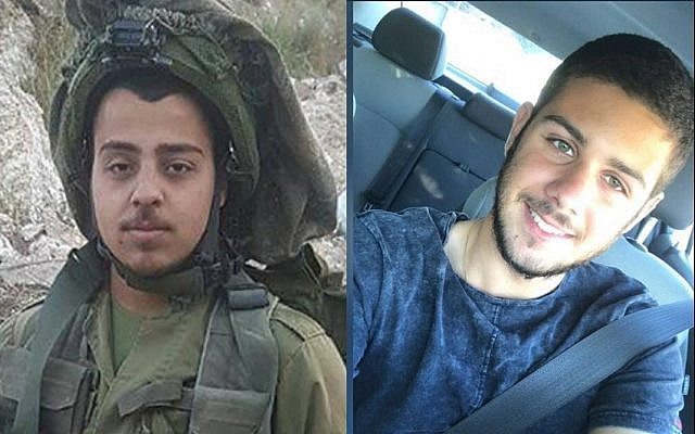 Sgt. Netanel Kahalani, left, and Cpt. Ziv Daos, right, the soldiers killed in a car-ramming terror attack on March 16, 2018. (Courtesy)