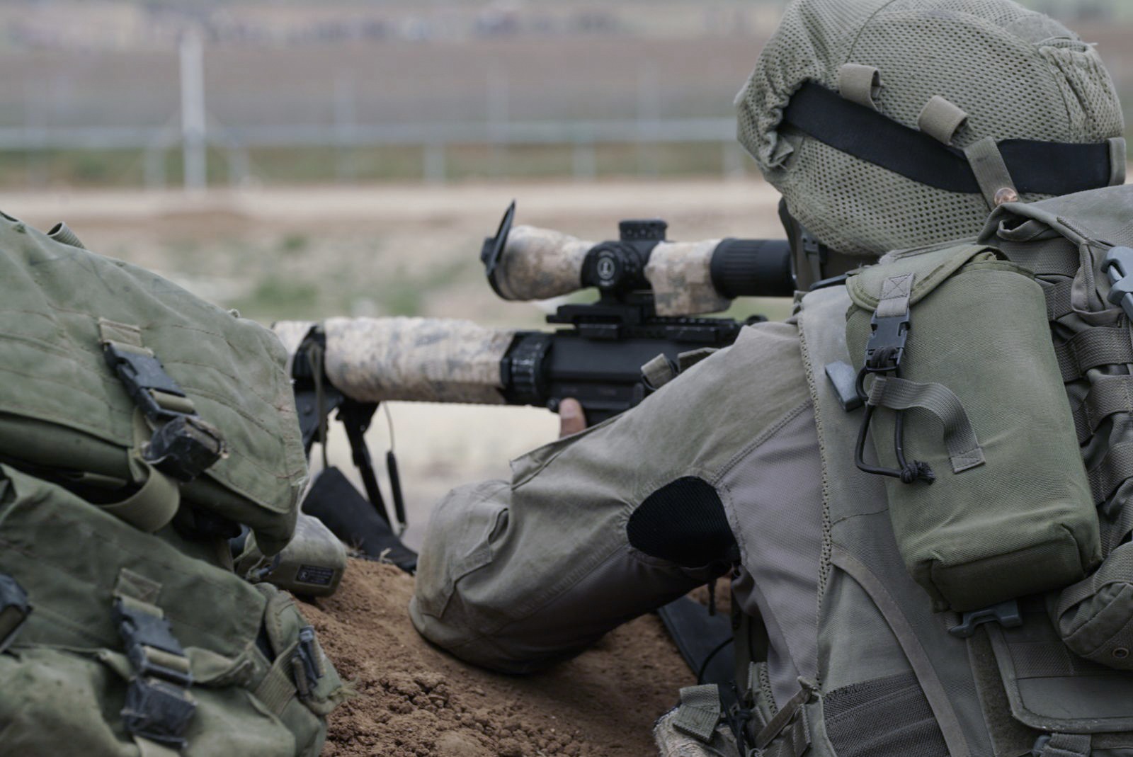 Illustrative: Israeli snipers prepare for massive protests by Palestinians in Gaza and the potential for demonstrators to try to breach the security fence on March 30, 2018. (Israel Defense Forces/File)