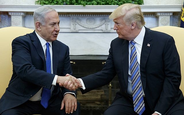 USA: s president Donald Trump möter den israeliska premiärministern Benjamin Netanyahu i det vita huset, den 5 mars 2018, i Washington. (AP Photo / Evan Vucci)