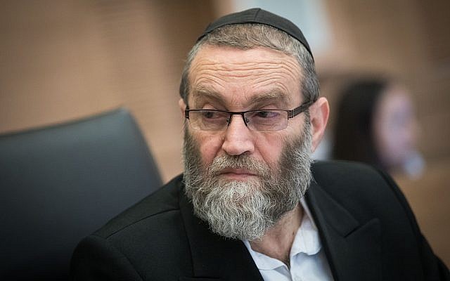 United Torah Judaism MK Moshe Gafni chairs a Knesset Finance Committee meeting on March 5, 2018. (Yonatan Sindel/Flash90)
