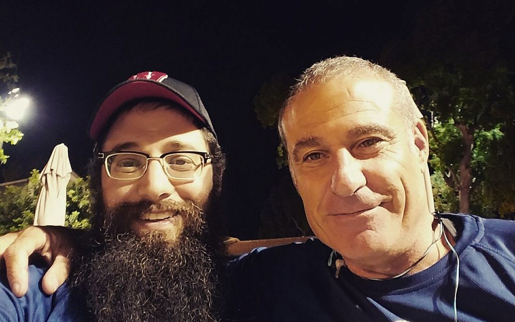 Rabbi Mendel Matusof, Chabad rabbi at University of Wisconsin-Madison, with Birthright CEO Gidi Mark. (Courtesy Chabad UW-Madison)
